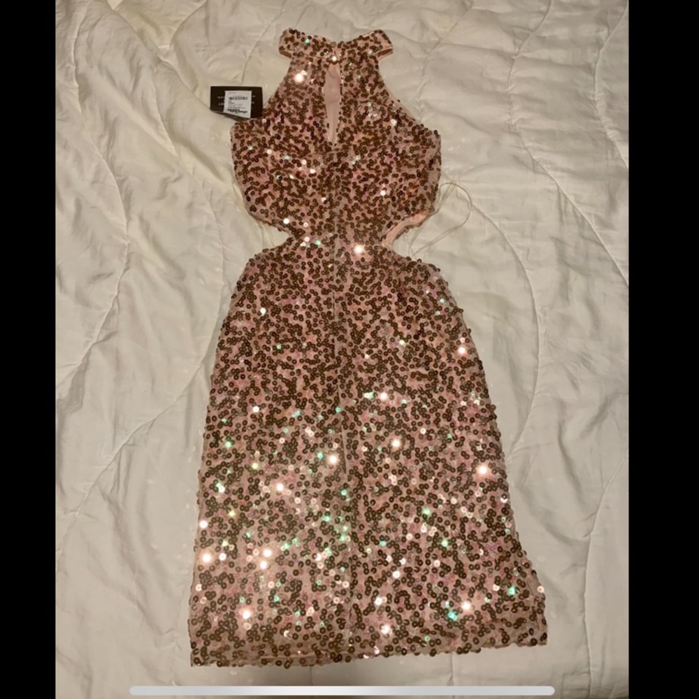 Charlotte Russe sparkly pink cut out dress - Picture 2 of 3